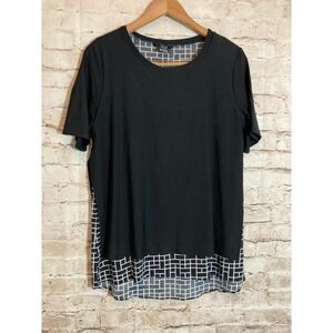 DKR Canada Lagenlook Top Medium Black Layered Tiered Check Artsy Avant Garde